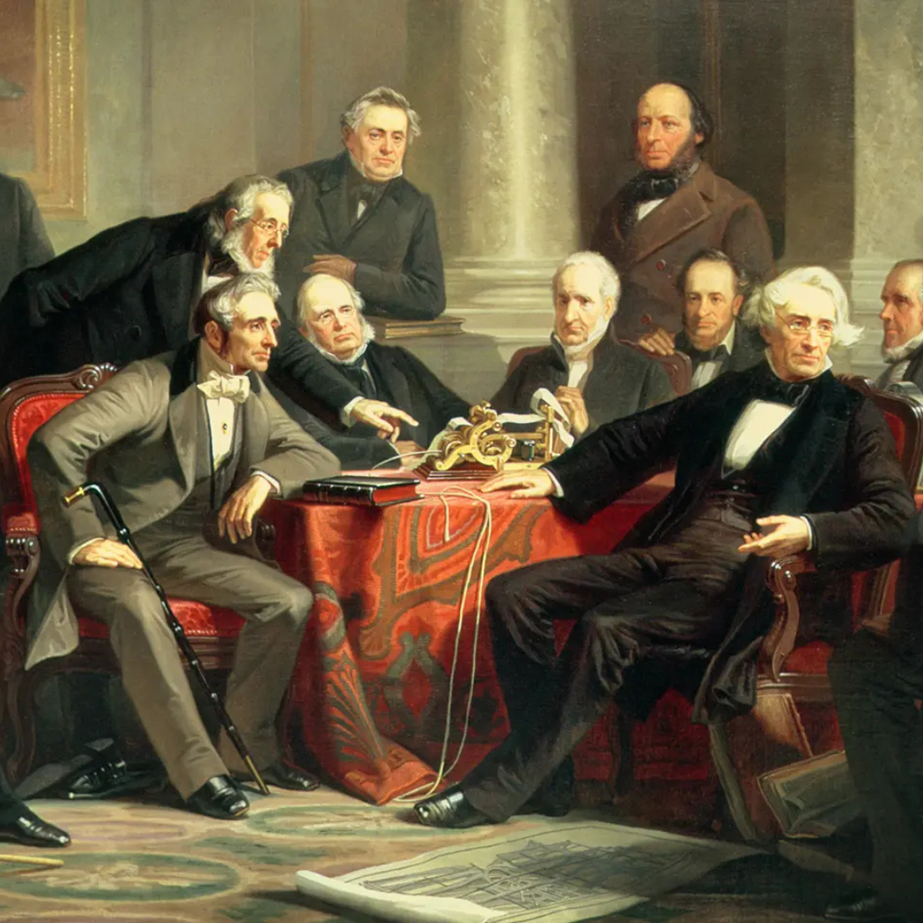 Enlightenment Era painting of a group of men