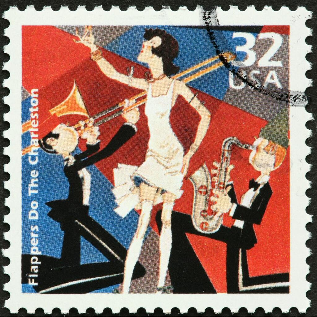 1920s stamp featuring woman doing the charleston